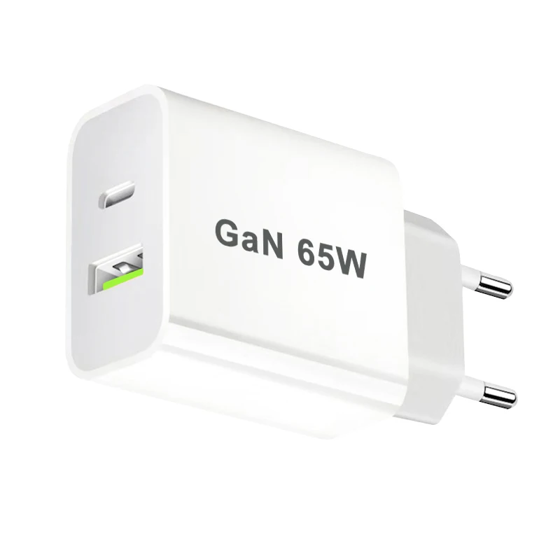Cargador USB tipo C, adaptador de corriente con 2 puertos, 65W, PD 3,0 GaN, Compatible con iPhone 13, USB, ru/AU/EU/US
