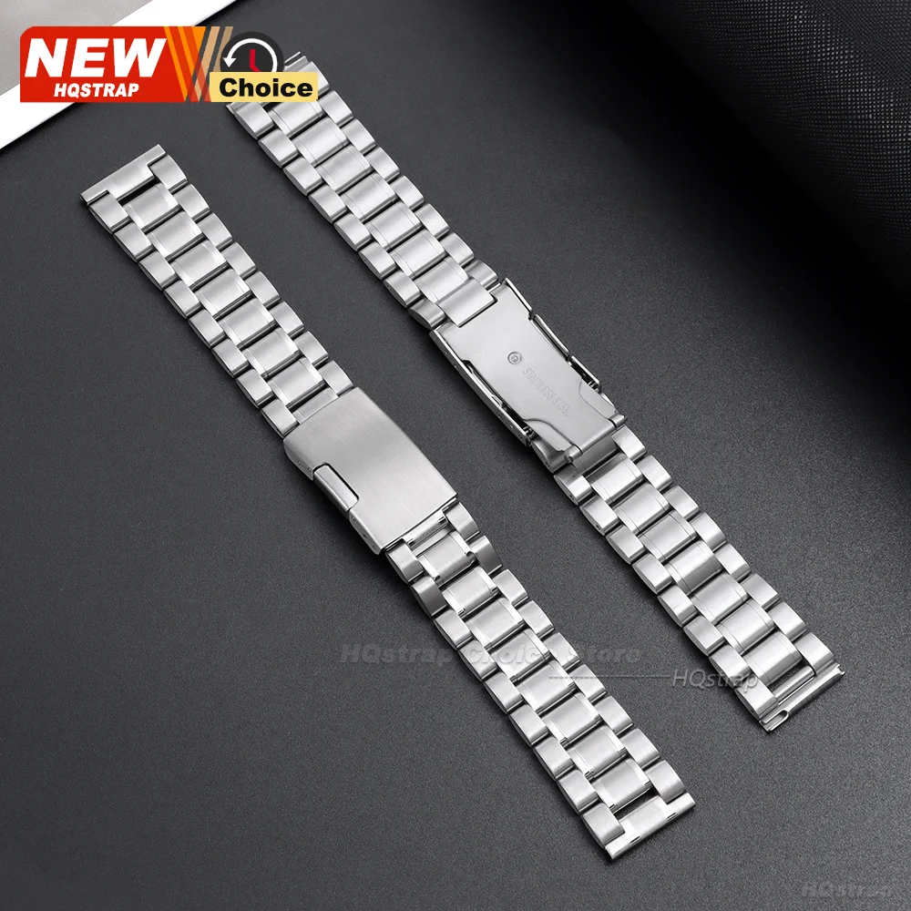 Nueva Correa de Reloj de Acero Inoxidable Sólido de Cinco Eslabones de 16mm 18mm 20mm 22mm 24mm para Seiko, Brazalete para Rolex con Hebilla Plegable