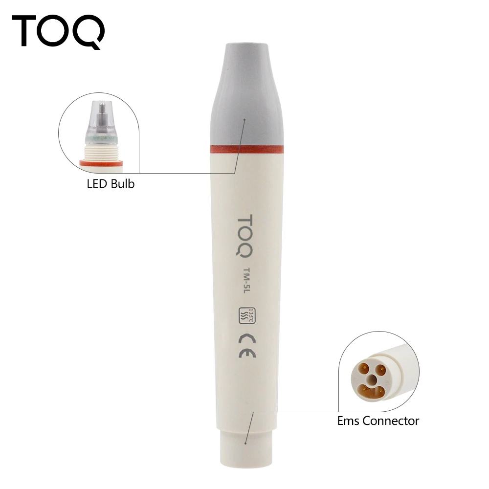 Pieza de mano ultrasónica piezoeléctrica para scaler dental TOQ 7L/5L LED 135 °   Conector DTE esterilizado para limpieza dental, compatible con mango original (sin punta)