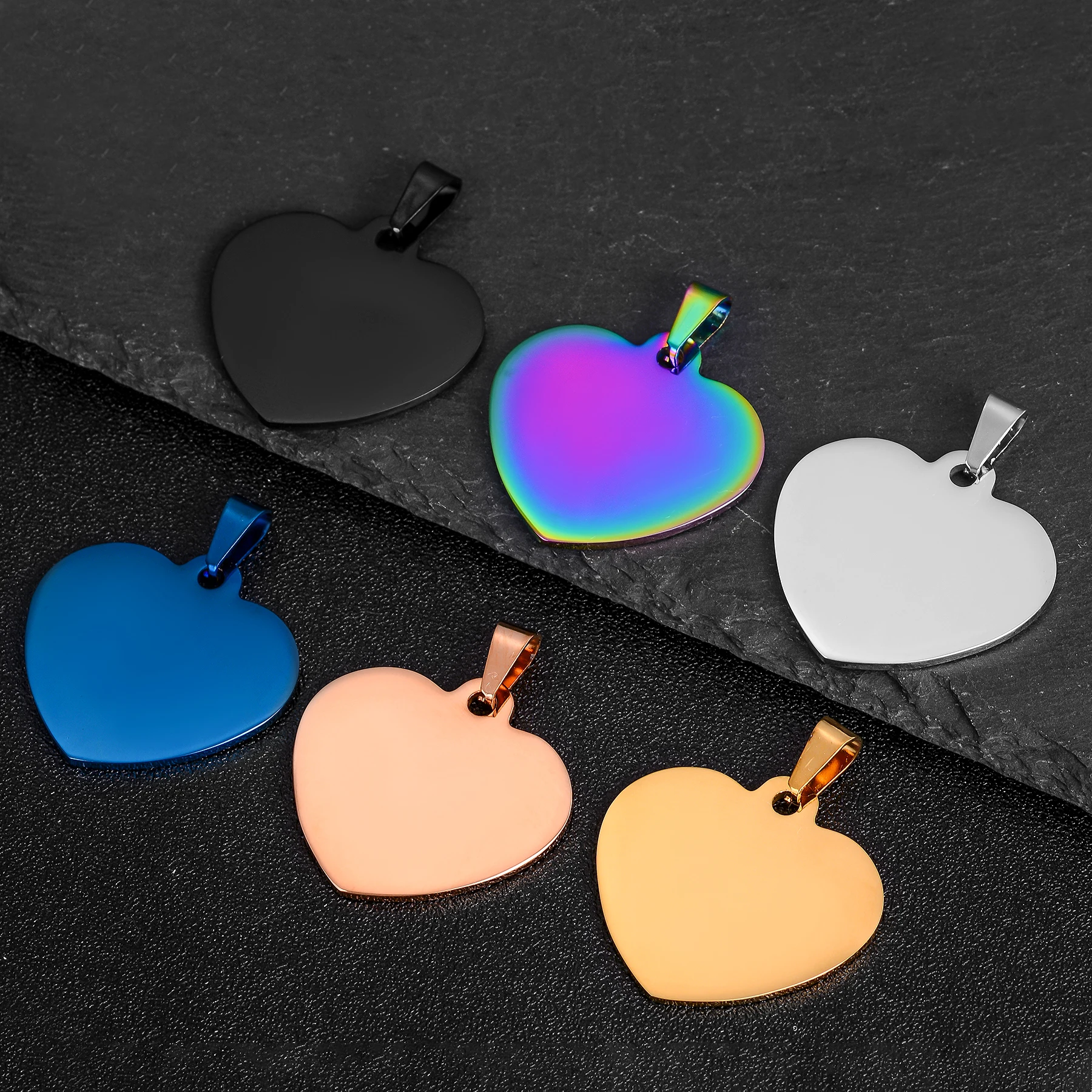 10 Uds. Venta al por mayor, collar minimalista Unisex de acero inoxidable con etiqueta de perro, colgante de corazón, collar altamente pulido, cadena, regalos de joyería
