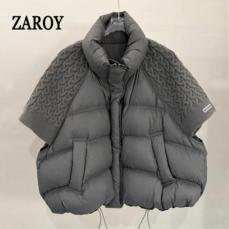 Chaleco de algodón para mujer ZAROY, chaqueta informal holgada de otoño e invierno con cuello alto y bolsillos, abrigo acolchado, ropa exterior de moda