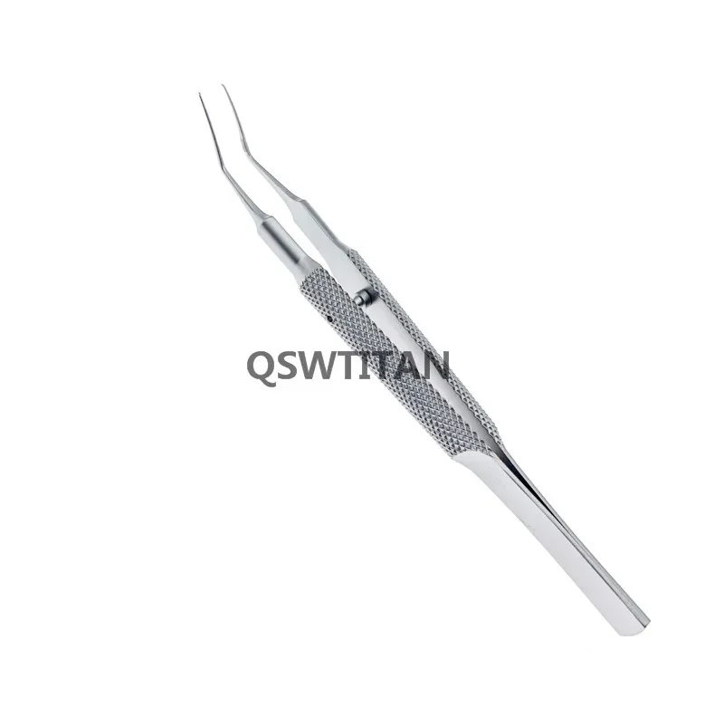 Pinzas para Capsulorhexis, pinzas oftálmicas de ángulo curvo de 105mm de largo, instrumentos quirúrgicos oftálmicos para mascotas