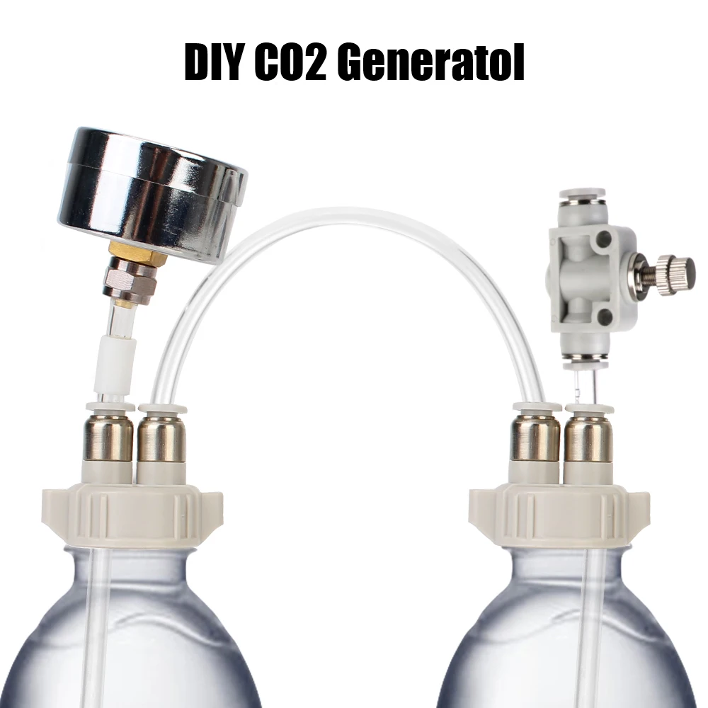 CO2 casero con dispositivo de flujo de aire de presión, Kit de sistema generador de CO2, difusor de válvula de CO2 DIY para pecera, agua y hierba