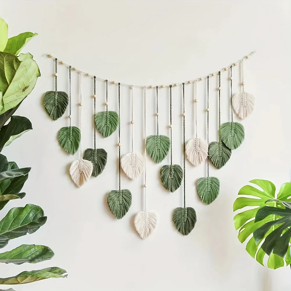 Tapiz de arte de pared de macramé moderno, decoración de pared bohemia, decoración del hogar, colgante de pared de plumas de macramé en la pared