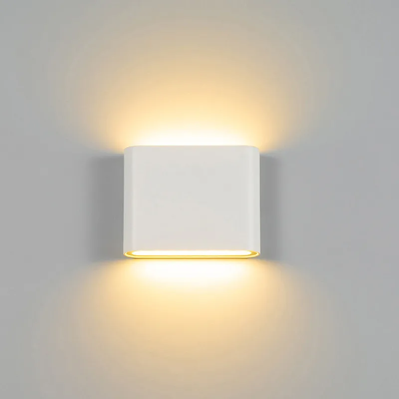 Lámpara de pared LED de 6W y 12W, iluminación de jardín impermeable para exteriores, AC86-265V de aluminio, luz de pared para interiores, dormitorio, sala de estar y escaleras
