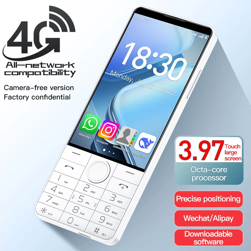 DOOV R70 4 "pantalla IPS 4G teclado táctil Google teléfono móvil 6GB + 128GB Android14 16mp 2600mAh teléfono móvil Whatsapp