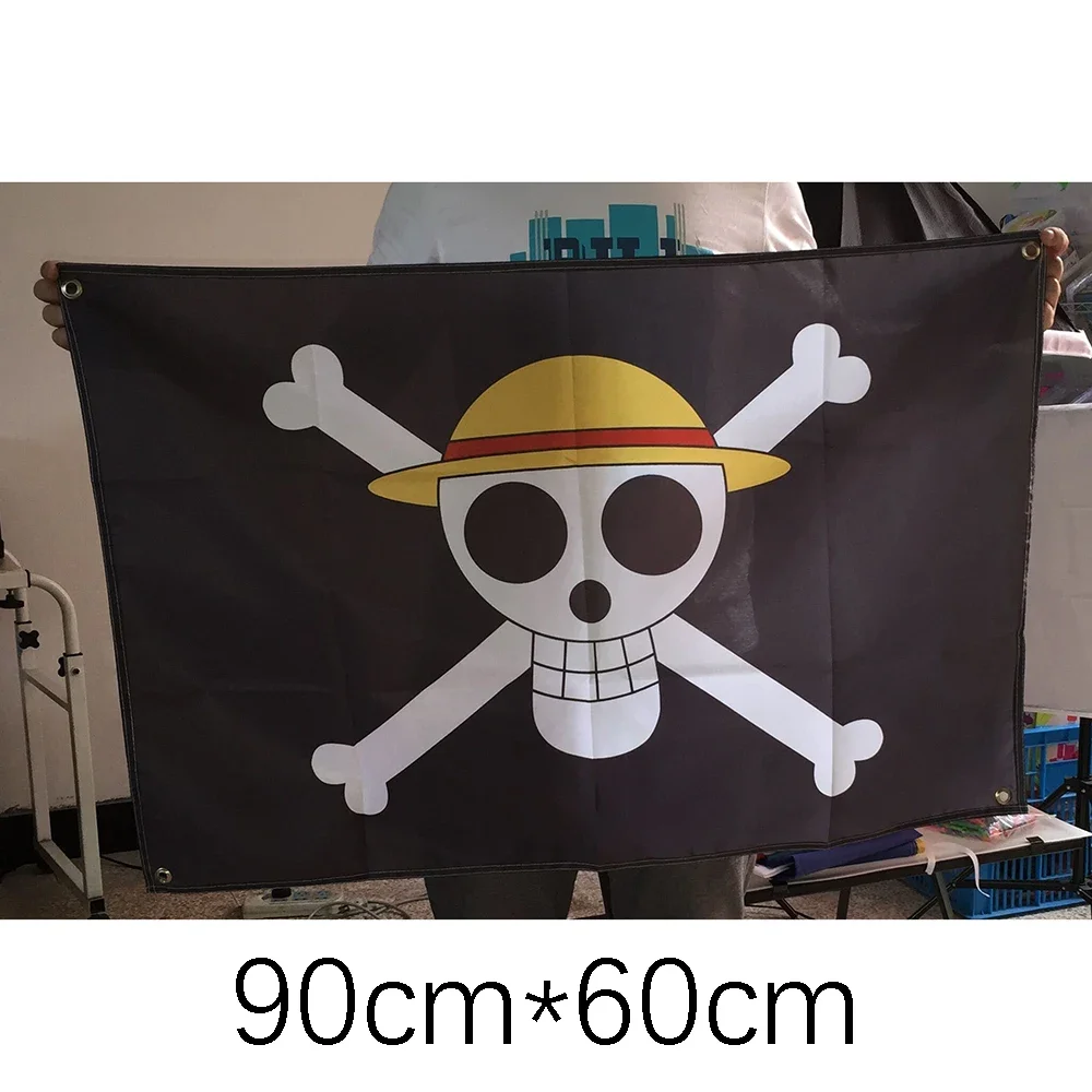 Pancarta Decorativa de Pared de Anime One Piece, Jolly Roger, Pintura de Dibujos Animados, Luffy, Zoro, Sombrero de Paja, Calavera Pirata, Juguetes para Niños, Regalo