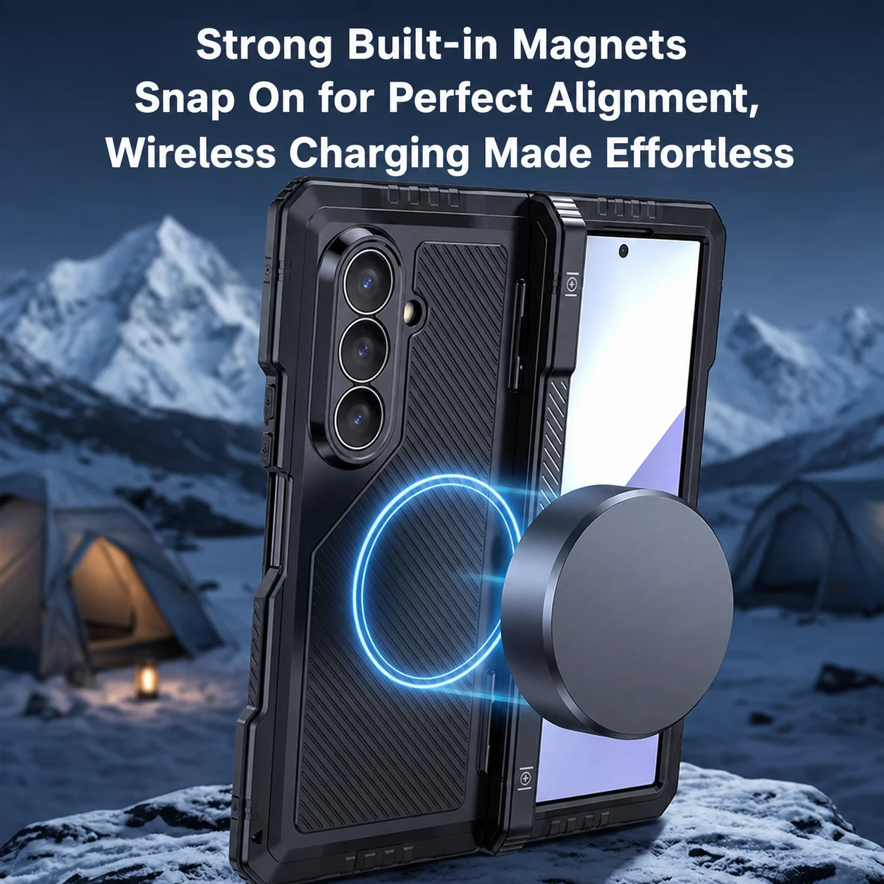 Funda de teléfono metálica plegable Tri-Proof para Galaxy Fold8 Ultra, Z-Fold6/7, 360 °   Protección Total de Grado Táctico a Prueba de Golpes y Polvo
