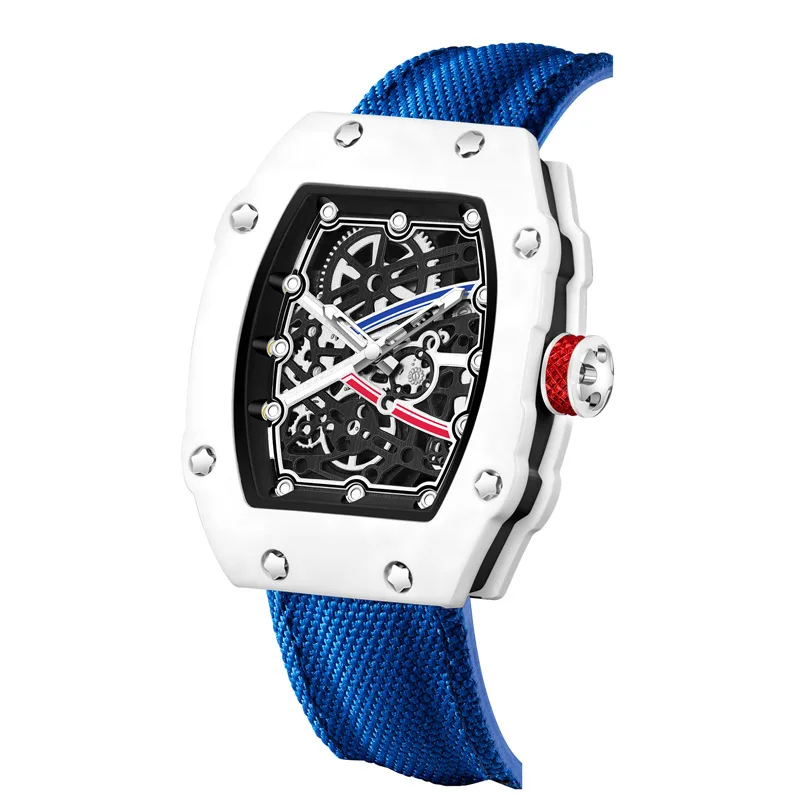 Reloj de Cuarzo Ultrafino con Forma de Barril para Hombre, Diseño Elegante y Luminoso, Correa de Nailon Impermeable