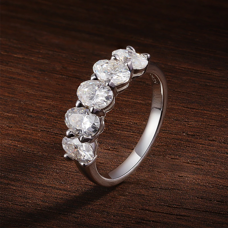 KNOBSPIN D VVS1 4*6mm anillos ovalados de moissanita para mujer joyería fina compromiso boda bandas de eternidad con anillo de plata GRA s925