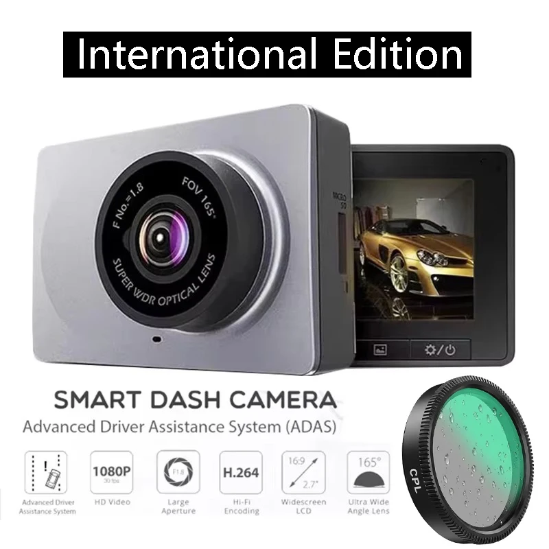 Cámara Inteligente para Auto Xiao YI con ADAS, Pantalla de 2.7 Pulgadas, Full HD 1080P, Visión Nocturna, Versión Internacional en Inglés