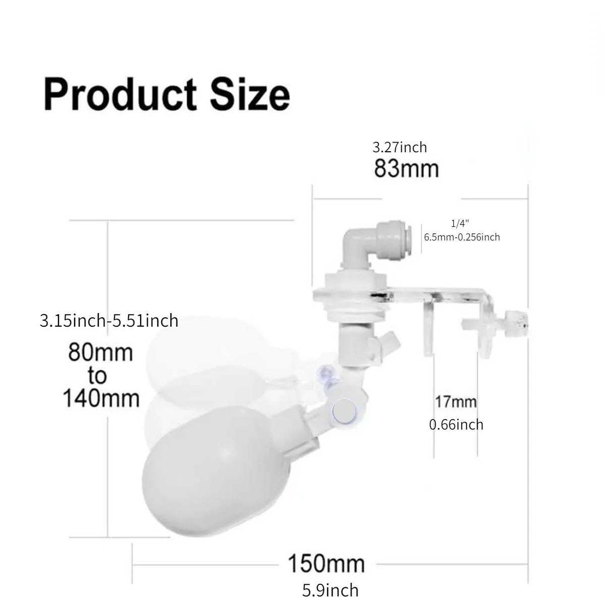 Kit de cambio de agua para acuario automático, válvula de bola flotante para tanque de peces sin energía, controlador de nivel de agua de llenado de agua automático de 1/4 pulgadas