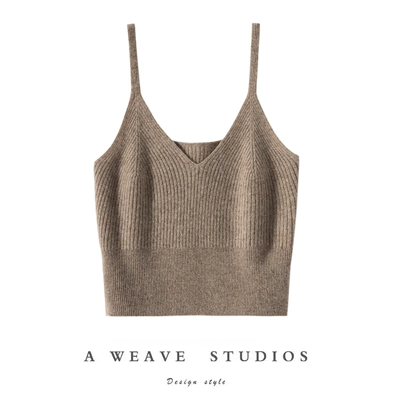 Camiseta sin mangas clásica de cachemira para mujer, 100% transpirable, informal, sexy, versátil, de moda, para todas las estaciones