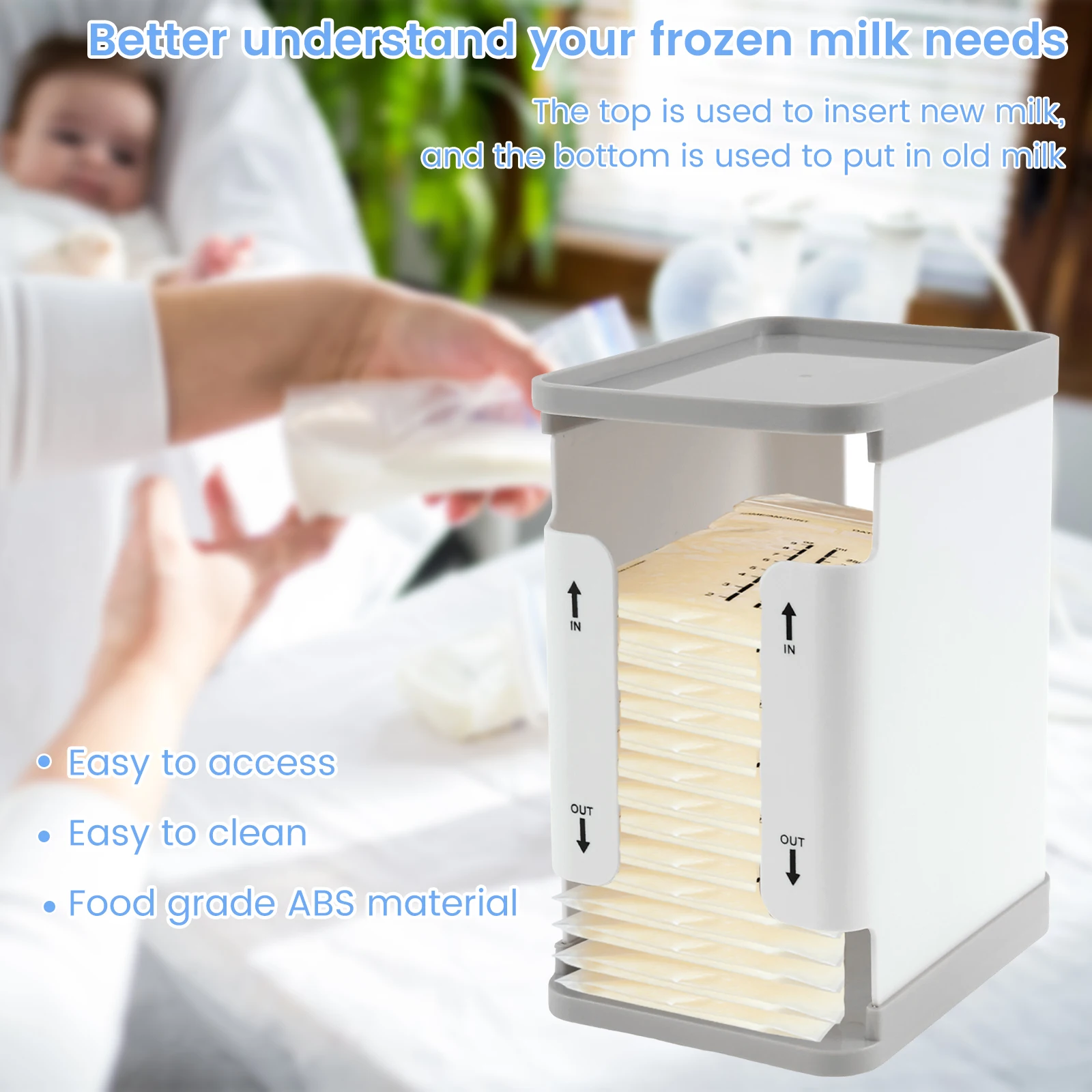 Torre de almacenamiento de leche materna de 1700 ml, organizador de congelador de leche, almacenamiento conveniente, eficiente, organizador de congelador