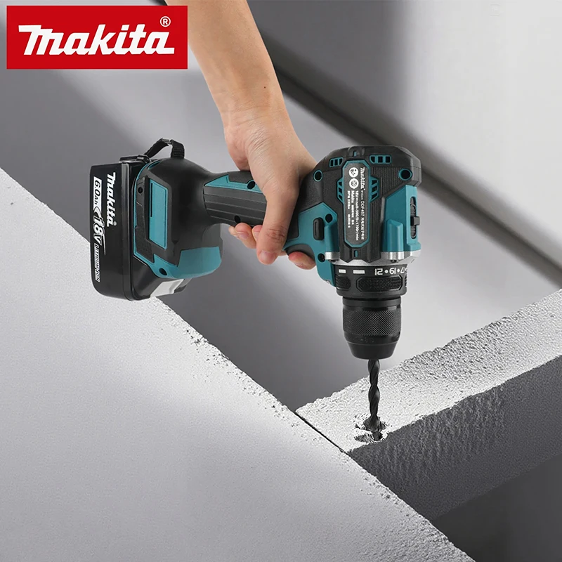 Taladro percutor inalámbrico Makita DDF487 de 10 mm sin escobillas de 18 V con batería de iones de litio, destornillador eléctrico de alto torque, batería Makita de 18 V