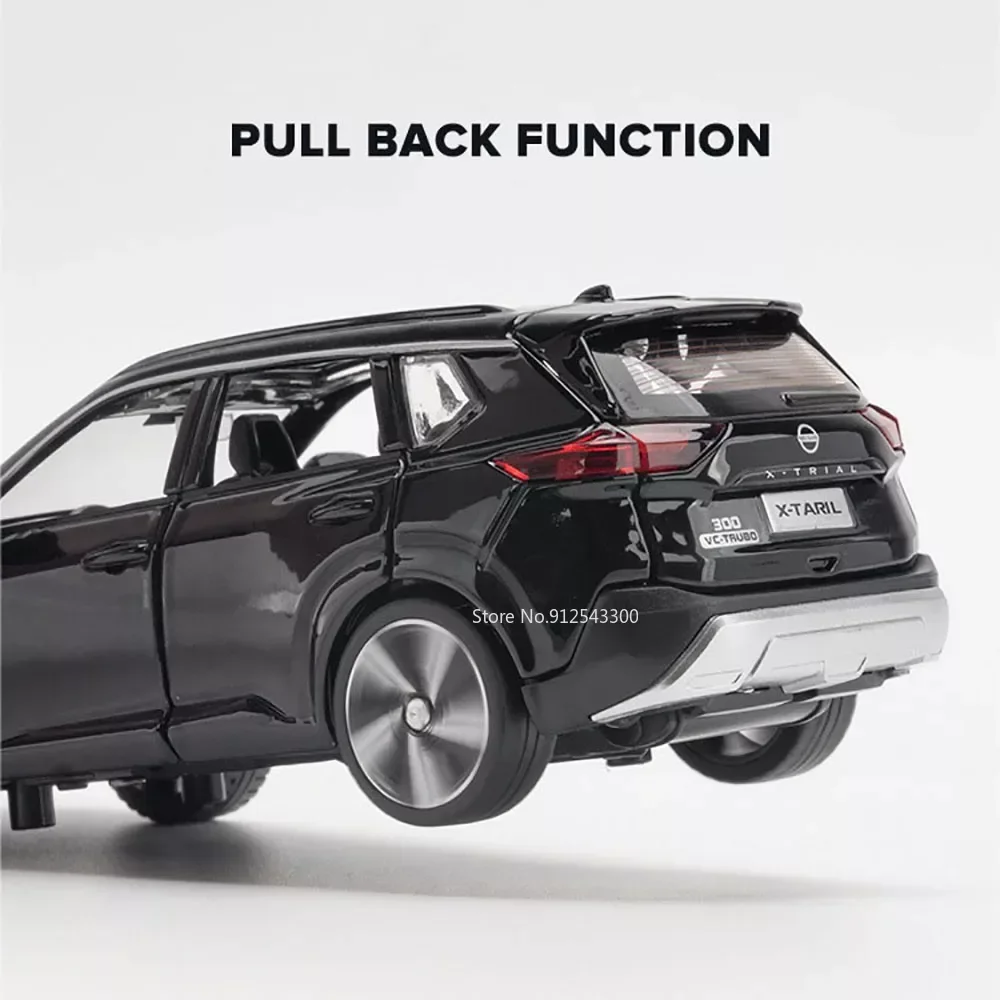 Modelo de coche de juguete x-trail a escala 1/32, vehículo de aleación fundido a presión con luz de sonido, colección de regalos de juguete para Festival para niños