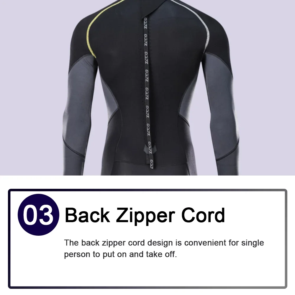 Traje de buceo de neopreno de 1,5mm para hombre, traje de neopreno completo de una pieza con cremallera trasera, traje de baño de manga larga a prueba de frío, deportes de Surf en Kayak