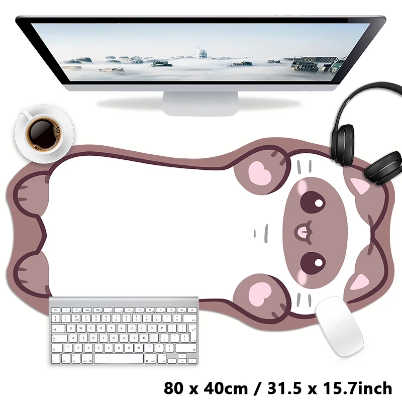 Alfombrilla de ratón grande XXL con diseño de gato Kawaii de carey rosa y negro, alfombrilla para ratón antideslizante para ordenador, alfombrilla para teclado y escritorio