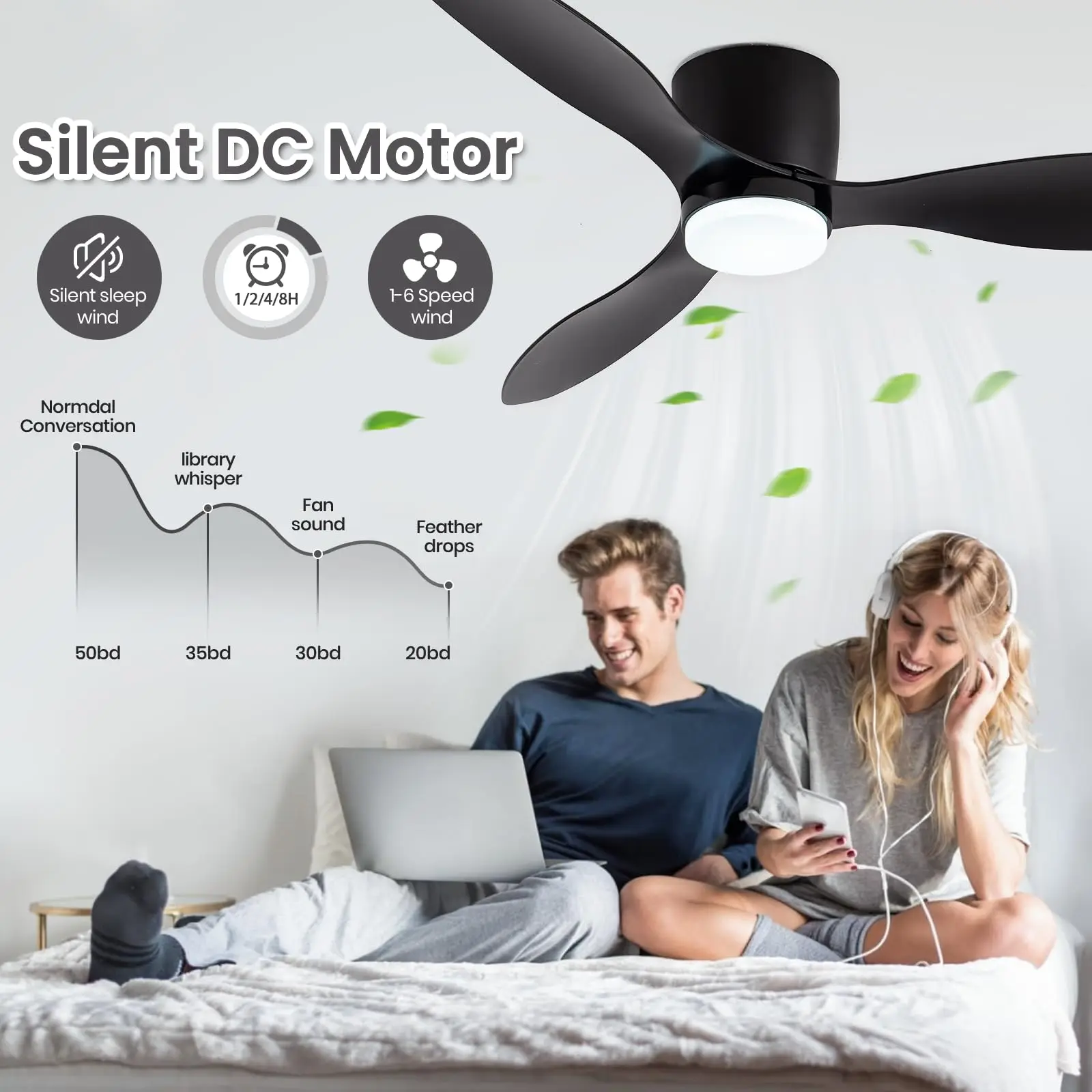 IRALAN-ventilador de techo de suelo bajo de 52 pulgadas, ventilador LED moderno para dormitorio, lámpara de techo para comedor, sala de estar, ventilador eléctrico para el hogar