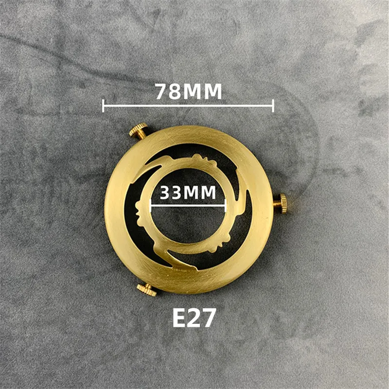 Anillo de tres agujeros de latón 100%, pantalla de tornillo E27 E14, soporte de anillo fijo, conector de casquillo y accesorios de lámpara de cobre fija