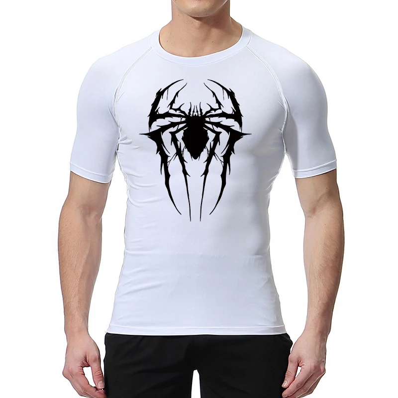 Camisetas de compresión con gráfico de araña para hombre, camisetas atléticas de secado rápido para entrenamiento de gimnasio, camisetas interiores, capas básicas