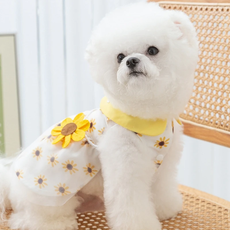 Vestido de princesa para perro, bonito vestido de malla para perro, gatito, cachorro, falda para mascota, vestido de verano para perro, lazo de encaje, ropa coreana para caniche, Chihuahua