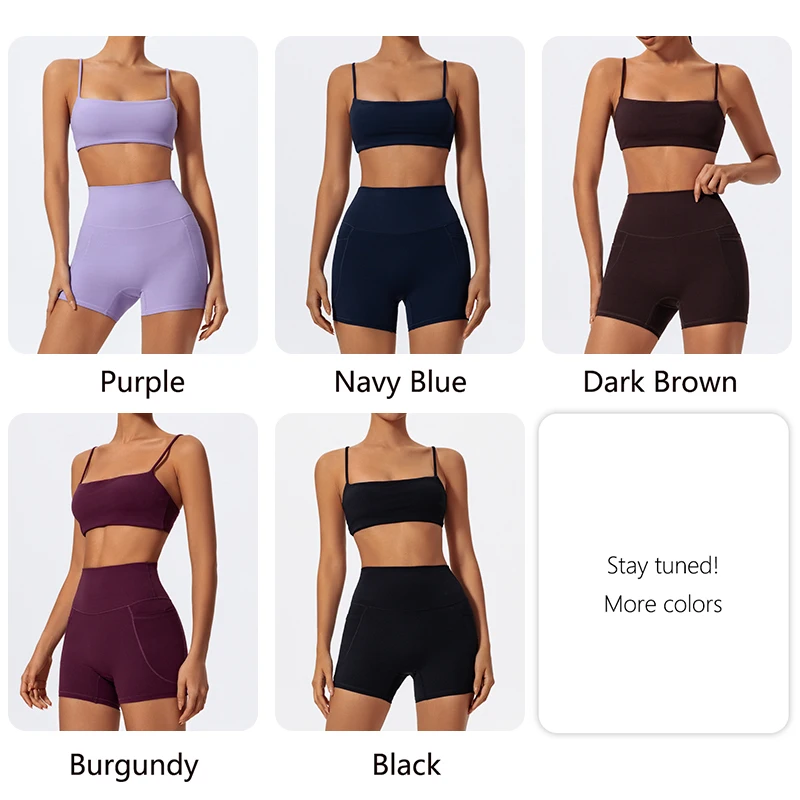 Conjunto Deportivo de Dos Piezas para Mujer, Verano, Gimnasio, Yoga, Bra y Shorts, Ropa Deportiva de Secado Rápido, Camiseta Deportiva