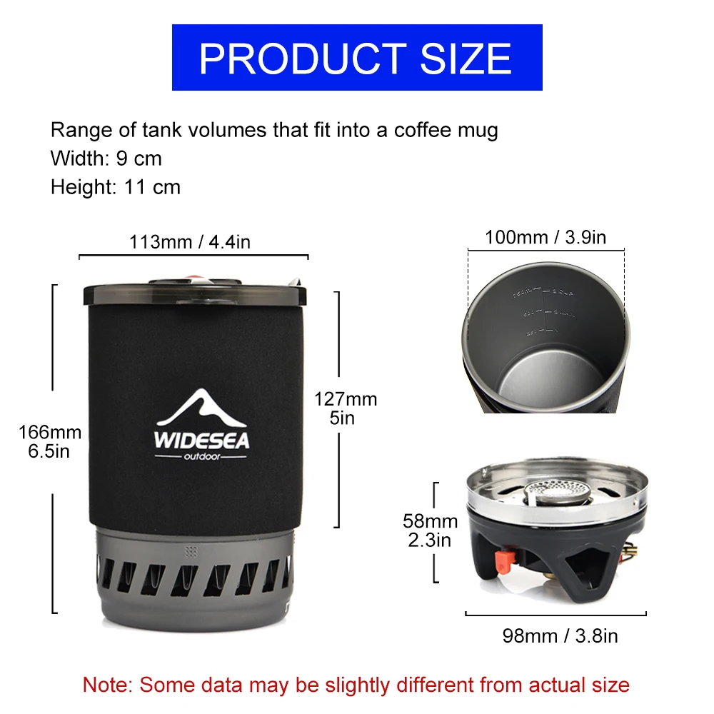 Widesea-sistema de cocina para acampar con intercambiador de calor, estufa de Gas para exteriores, quemador, cafetera turística, taza, utensilios de cocina, vajilla, turismo