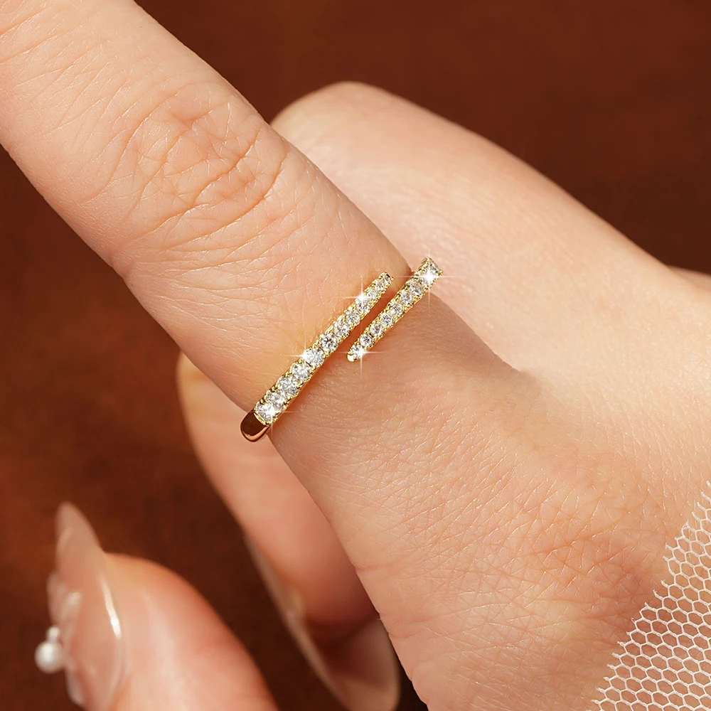 Anillo de Moissanita Certificado Lnngy para Mujer, Anillo de Boda Ajustable con Diamantes de Laboratorio Brillantes, Regalo de Joyería