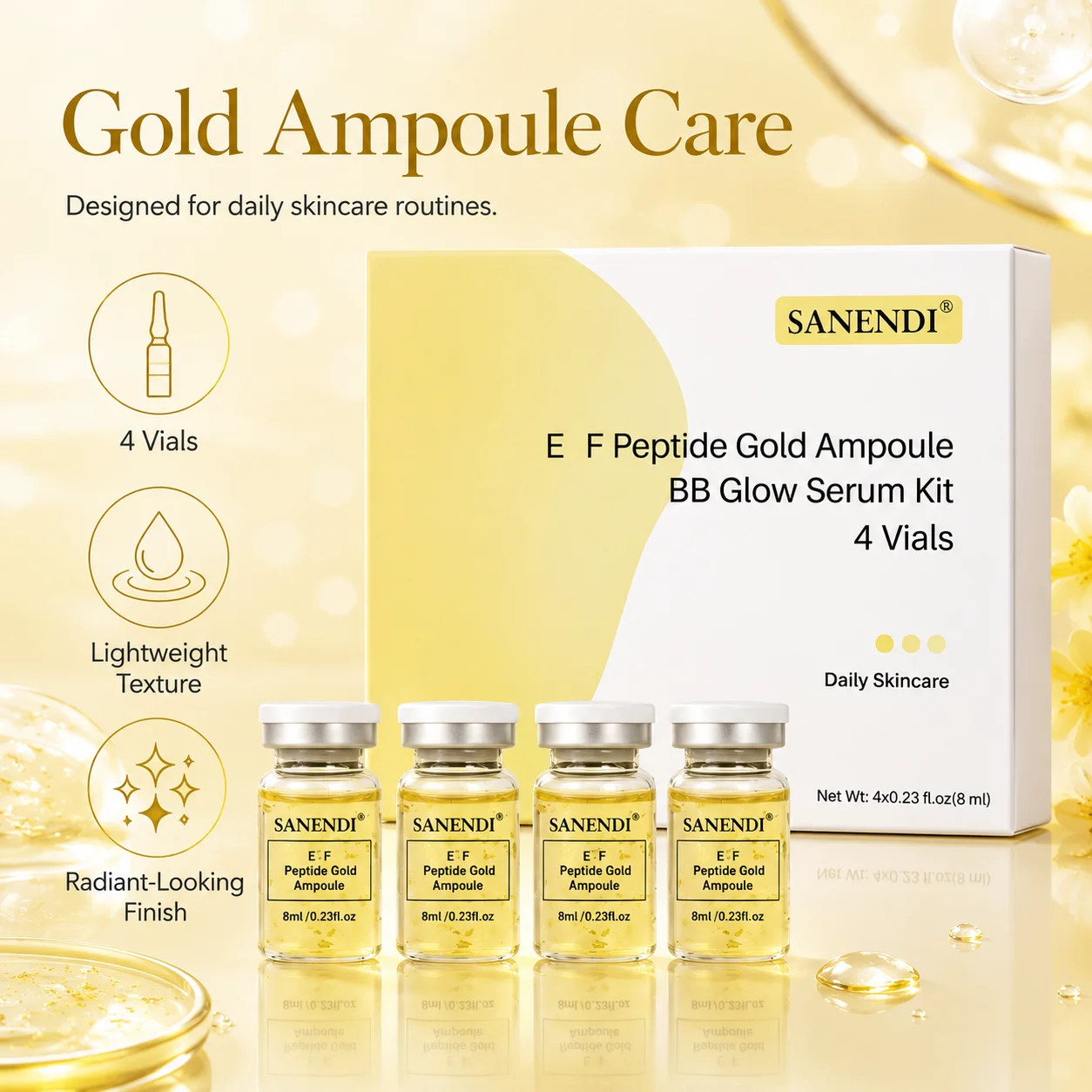 Suero de Colágeno y Péptidos Sanendi para Reafirmar la Piel, Cuidado Facial Diario con EGF, bbglow, Hidratación Suavizante, Kit de Salón Der.pen