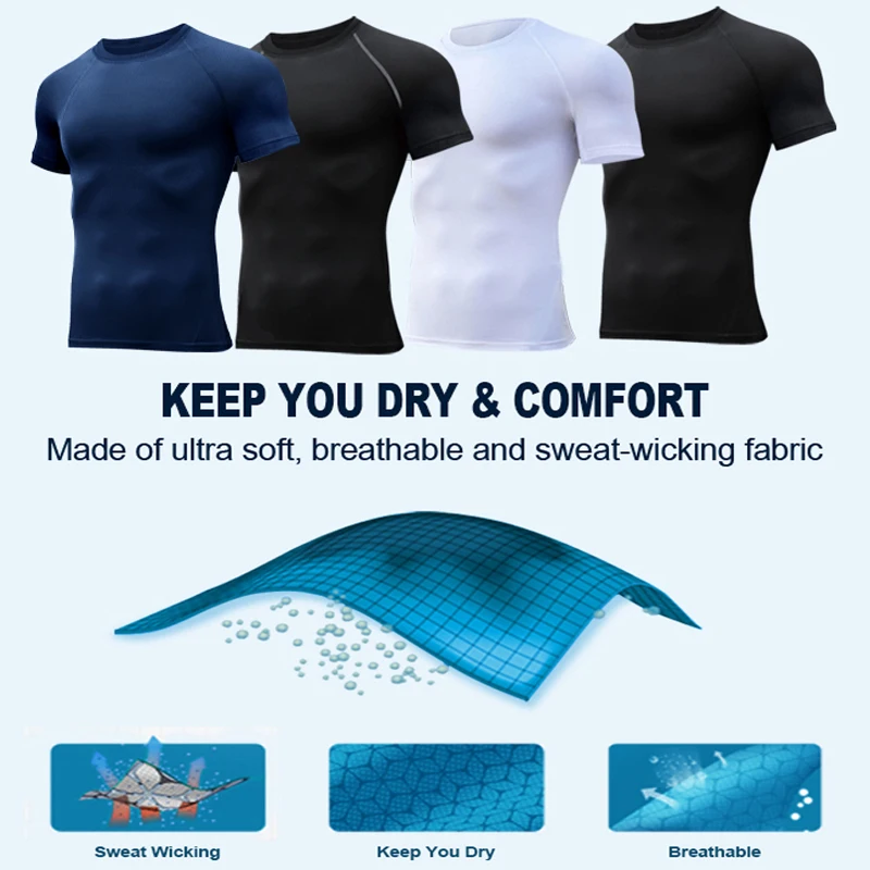 Camisas de compresión con estampado de murciélago para hombre, camiseta de verano de manga corta con protección contra sarpullidos, gimnasio, entrenamiento, correr, camisetas atléticas de secado rápido
