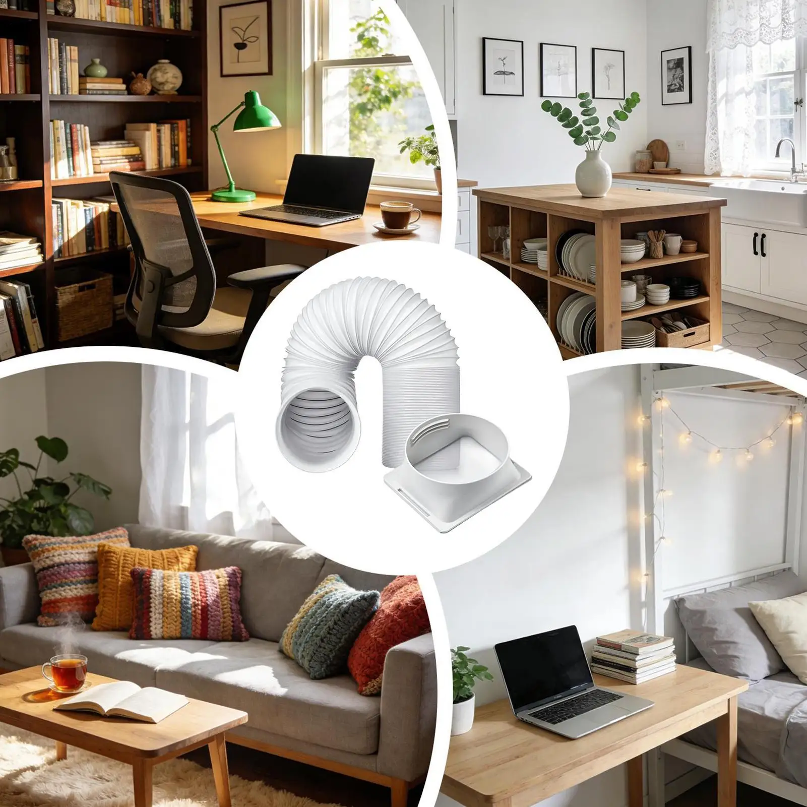 Manguera de escape portátil para aire acondicionado con conector cuadrado, longitud ajustable de 1.5-3 m, manguera de ventilación para ventana, tubo universal para aire acondicionado