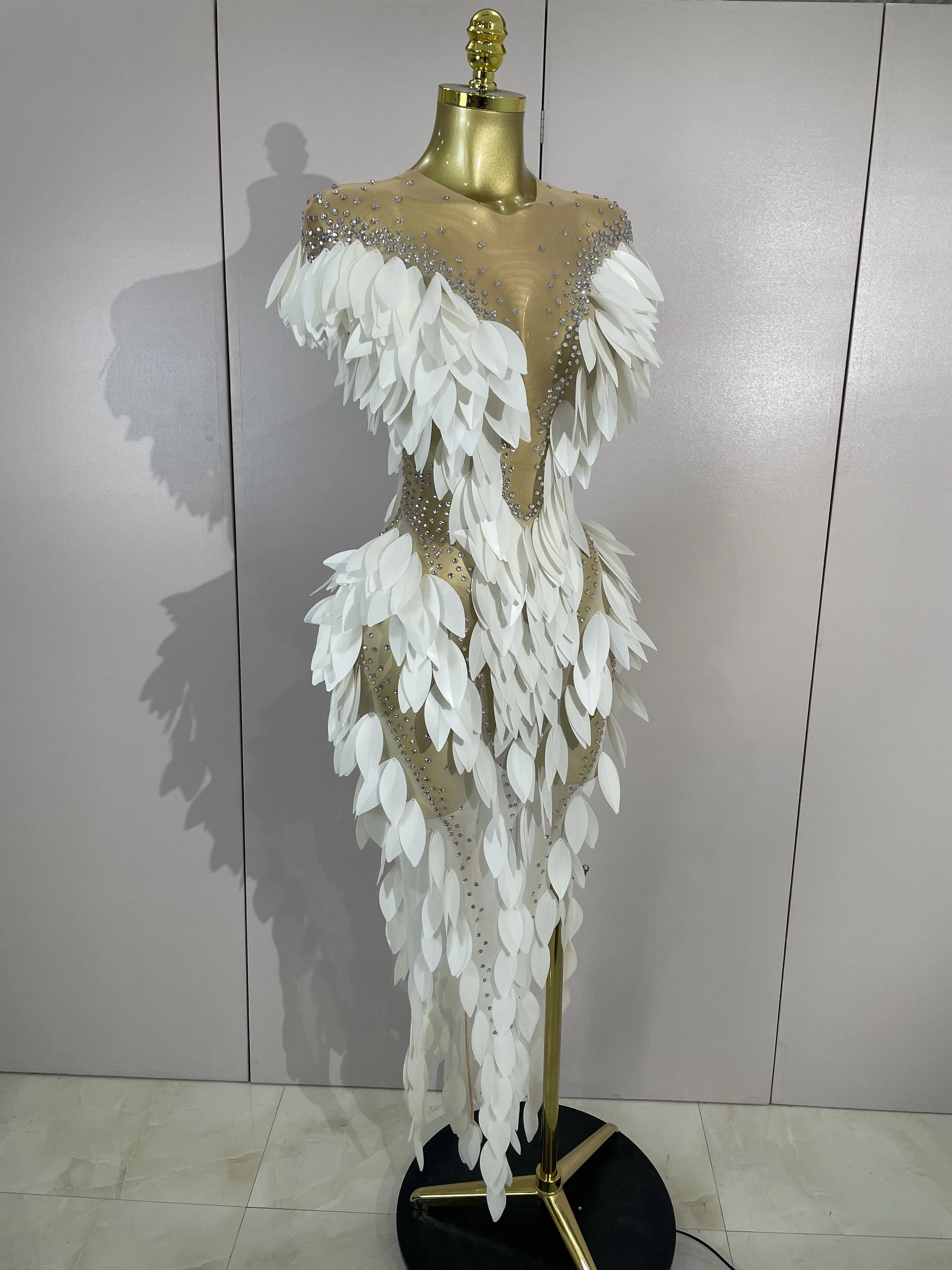 Vestido Largo de Malla Transparente con Lentejuelas y Perlas para Mujer, Vestido de Noche para Fiesta, Cumpleaños, Boda, Atuendo Sexy para Celebridades