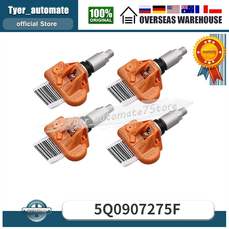 4 piezas 433 Mhz 5Q 0907275 Sensor de supervisión de presión de neumáticos F para Audi RS3 SKODA Kodiaq PORSCHE 718 VW Arteon Golf Eos Magotan Jetta