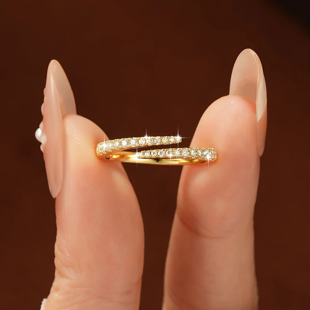 Anillo de Moissanita Certificado Lnngy para Mujer, Anillo de Boda Ajustable con Diamantes de Laboratorio Brillantes, Regalo de Joyería