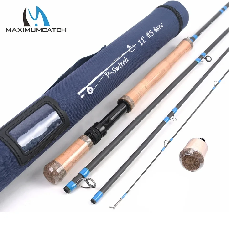 Maximumcatch 10'6 ''/10'9''/11'/11'6'' 4-9WT interruptor caña para mosca con mechones de lucha cambiables caña de pescar con mosca