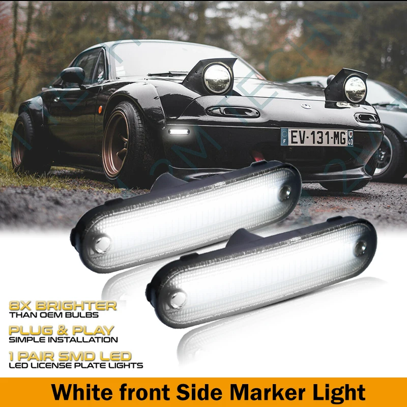 Luces LED ámbar/rojo/blanco para guardabarros delantero/trasero de coche, luces de señal de giro laterales para Mazda Miata 1990-1997 y Mazda MX-5 1999-2005