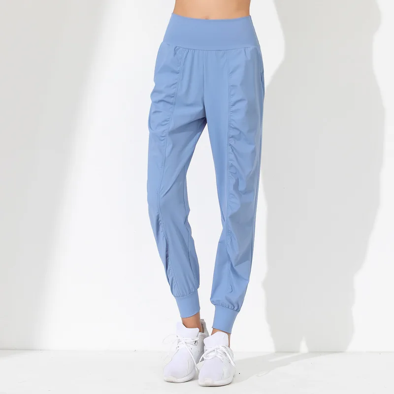 Pantalones de Yoga para Mujer, Holgados, Ajustados, de Secado Rápido, con Dobladillo Plisado, Capris para Correr y Fitness, con Bolsillos, Pantalones Deportivos