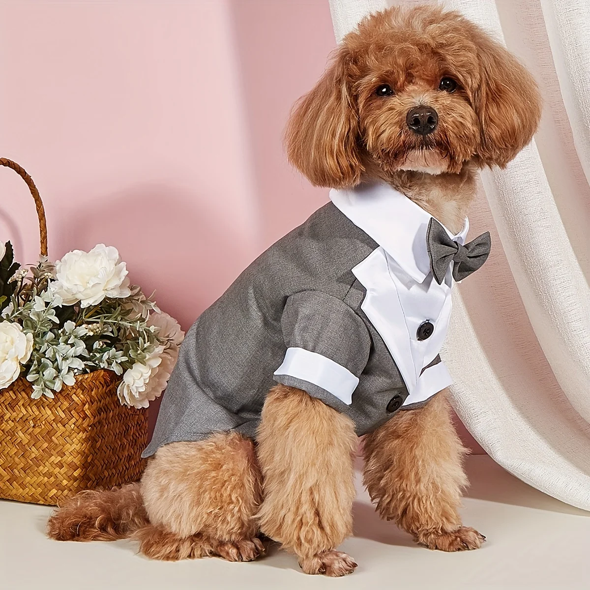 Camisa para mascotas, ropa para perros pequeños, traje Formal de boda con disfraz de pajarita