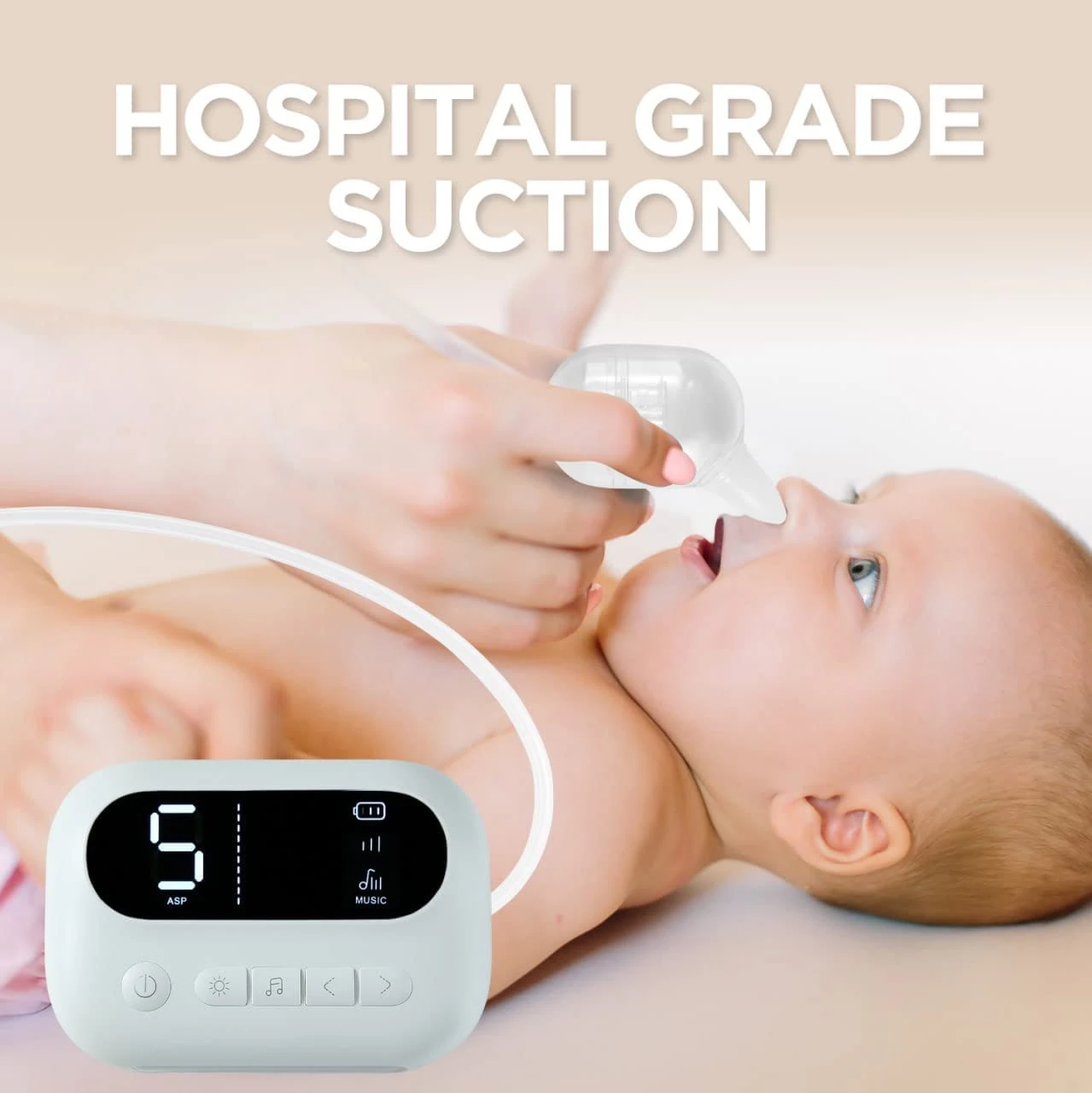 Aspirador Nasal para bebé, limpiador de nariz eléctrico con música integrada y luz nocturna, succionador de nariz recargable para bebés