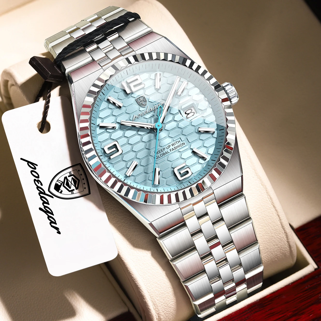Reloj de Pulsera POEDAGAR para Hombre, de Cuarzo, Resistente al Agua, de Acero Inoxidable, Luminoso, con Fecha, Elegante y Moderno