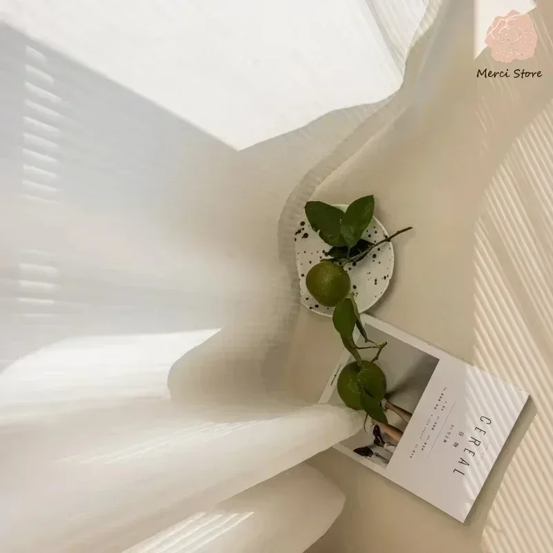 Cortina de tul transparente a rayas verticales para ventanas, persianas de tul blanco, cortinas transparentes para sala de estar y dormitorio