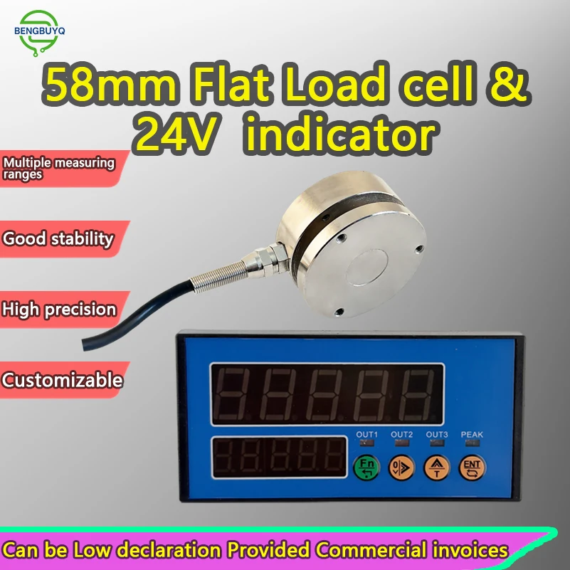 Celda de Carga Digital de 5 Dígitos con Indicador, 8-28V CC, 80-265V CA, 50kg-5t, 1.0-2.0mV/V, IP66, de Acero Aleado, Kit de Sistema de Pesaje