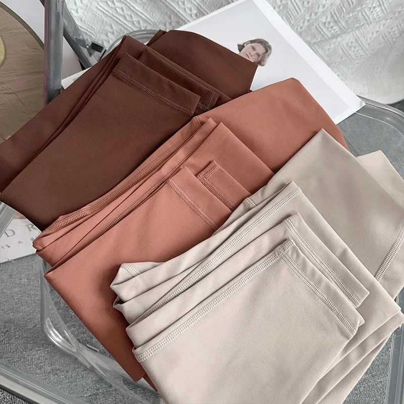 Pantalones de Yoga para gimnasio para mujer, mallas de cintura alta con sensación desnuda, pantalones para correr y ciclismo, pantalones de Yoga elásticos sin costuras deportivos transpirables