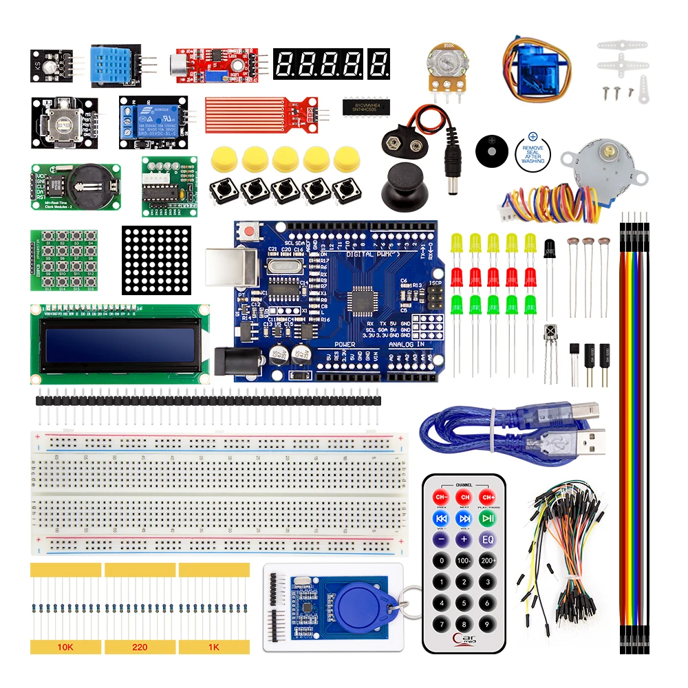 Kit de inicio completo Kit de aprendizaje de programación + 40 proyectos para Arduino UNO R3 Starter Kit + Tutorial en línea Kit electrónico DIY