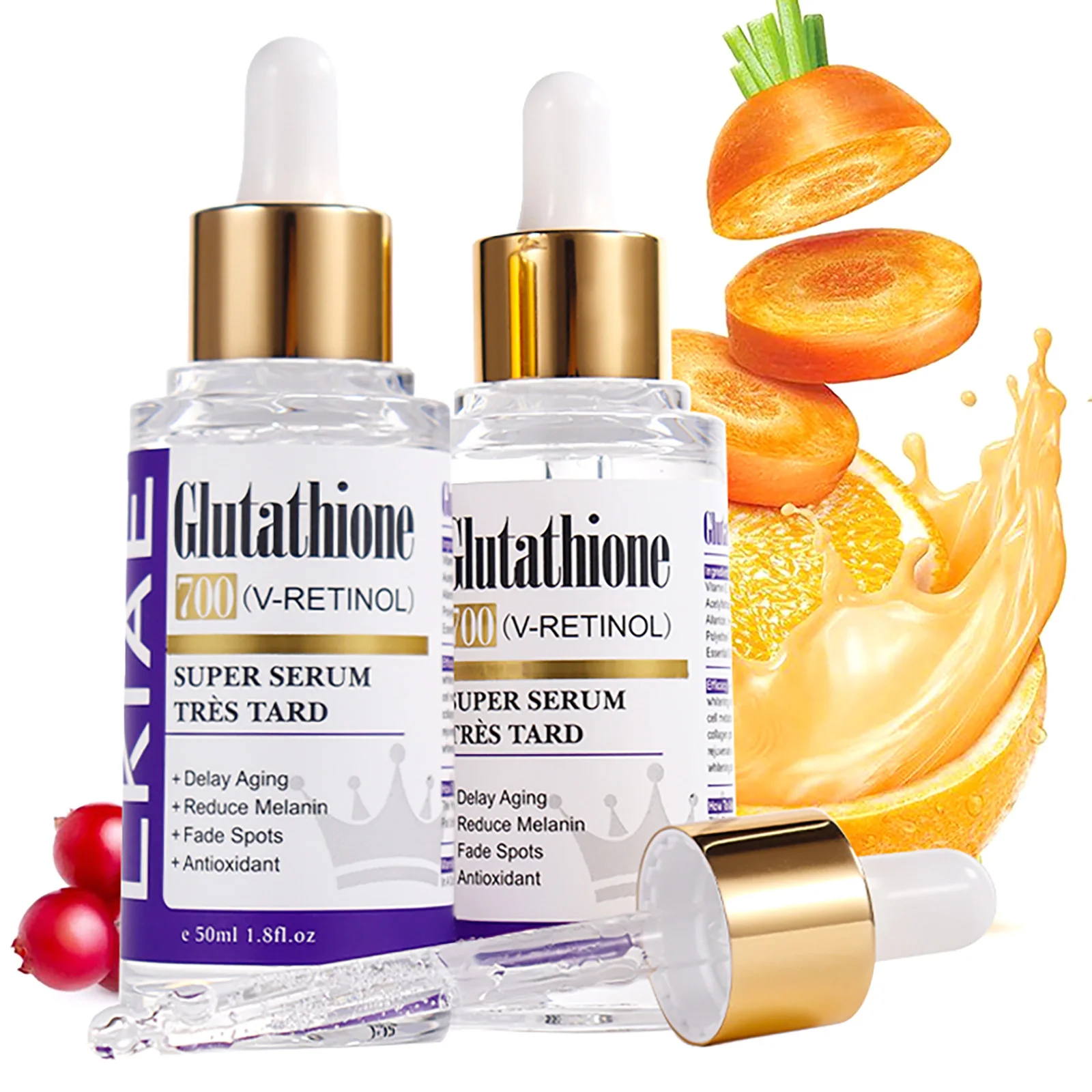 LKIAE Suero facial blanqueador de glutatión, elimina la melanina, las manchas oscuras, cloasma, con retinol, niacinamida, para todo tipo de piel