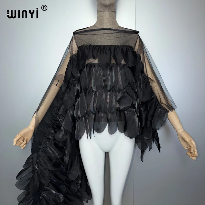 WINYI Capa de Verano Sexy para Mujer, Top de Manga Irregular, Monocolor, Poncho de Moda