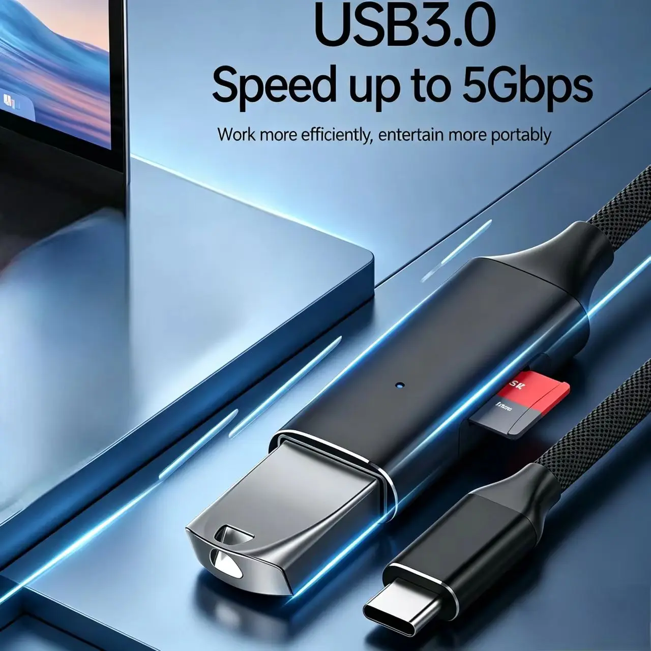 OTG Type C To USB 3.0 Adapter Cable USB A Female to Type C Male Adapter TF Card Reader For Iphone 15 16 Samsung Type C Adapter