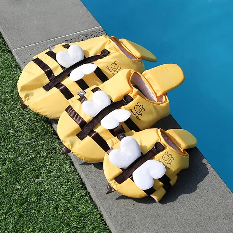 Traje de baño de verano para perros con abeja pequeña, chaleco salvavidas impermeable para cachorros, ropa transpirable para perros, arnés de seguridad para natación, suministros para mascotas