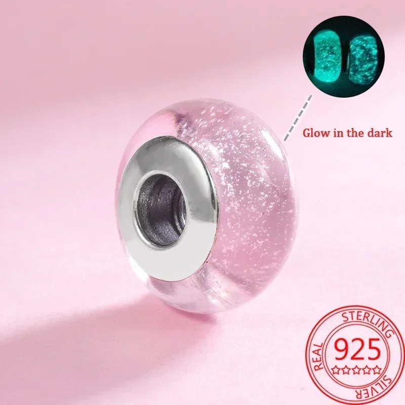 Abalorio Clásico de Plata de Ley 925 con Diseño de Flor y Hoja, Arcoíris Cósmico, Cristal de Murano, para Pulseras DIY, Joyería para Mujer, Regalo